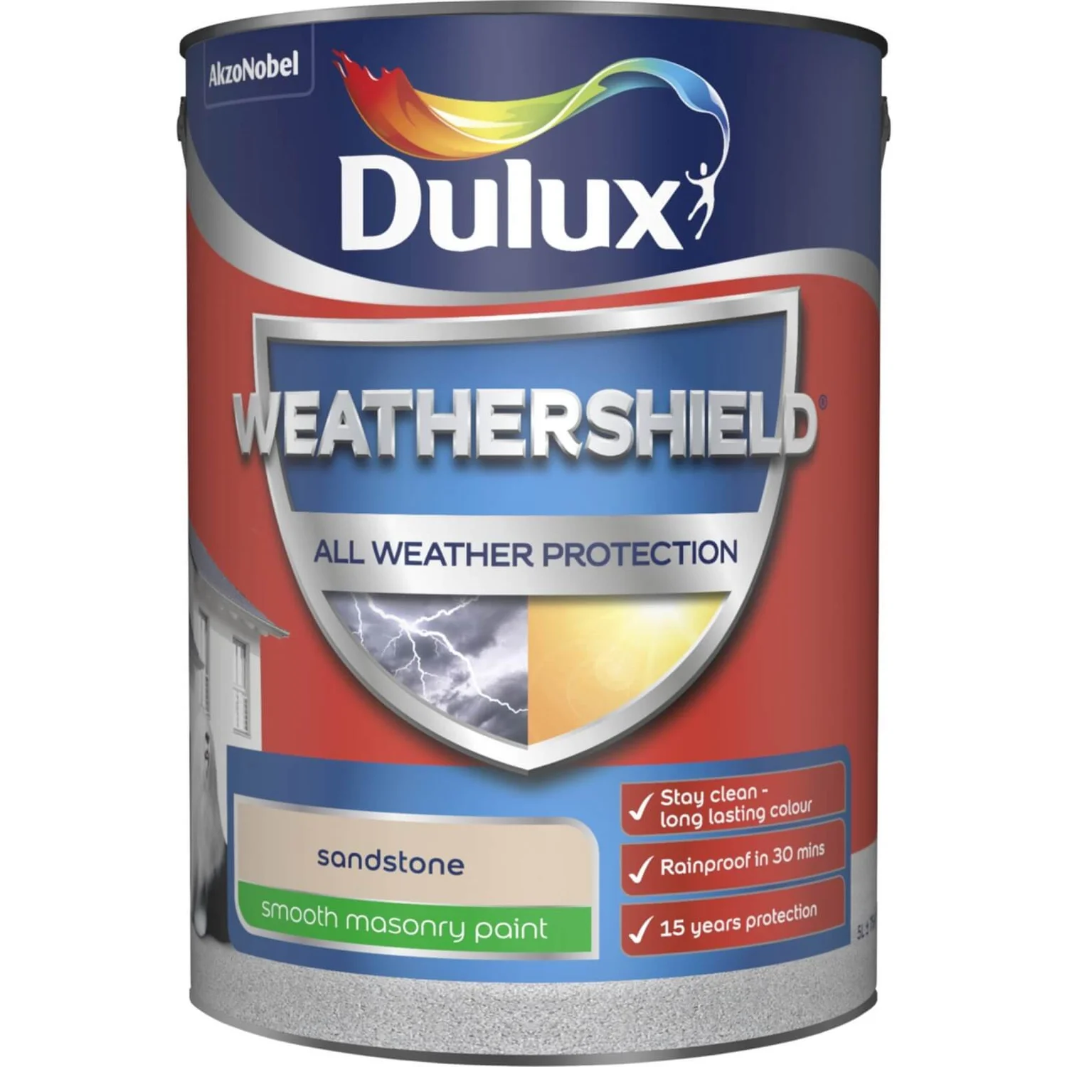Dulux Weathershield All Weather Smooth Masonry Paint Sandstone - 5L 1 Dulux Weathershield All Weather Smooth Masonry Paint Sandstone - 5L