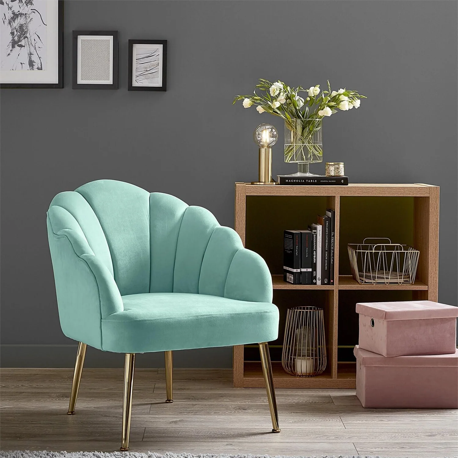 Sophia Scallop Occasional Chair - Duck Egg Blue 2 Sophia Scallop Occasional Chair - Duck Egg Blue - Image 2